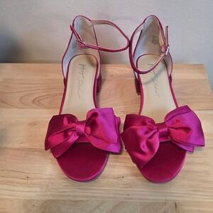 Betsey Johnson Kids 4 Maddy Heel Sandal Magenta Bow Rhinestone BK-MADDY